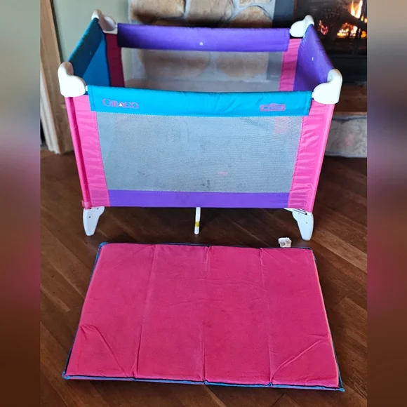 VINTAGE GRACO 1990’s Sport Pink & Teal Pack 'n Play Playard Excellent Condition - Picture 11 of 16
